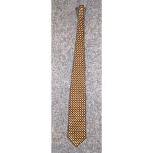 Ermenegildo Zegna Tie Mens Gold Red Green Geometric  Made In Italy 100% Silk